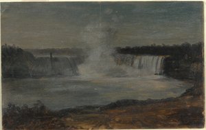 Teckning, Niagarafallen i kvällsljus, september 1856 av Frederic Edwin Church