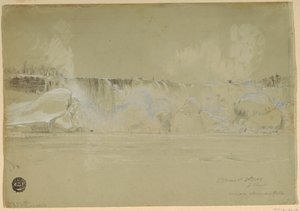 Teckning, Niagarafallen i snö, från nordväst, 20 mars 1856 av Frederic Edwin Church