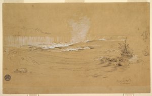 Teckning, Niagara: De kanadensiska fallen och Goat Island, oktober 1856 av Frederic Edwin Church