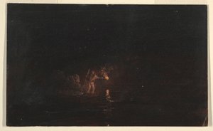 Teckning, Nattlig fiskescen, 1868-69 av Frederic Edwin Church