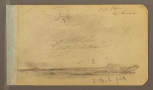 Teckning, Orizaba; Verso: Molnig himmel, hustak, 1889 av Frederic Edwin Church