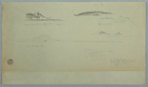 Teckning, del av Fogo Island, Indian Look, 2 juli 1859 av Frederic Edwin Church