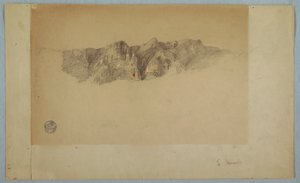 Teckning, del av en sprickig bergskedja, troligen Ecuador eller Colombia, 1853 eller 1857 av Frederic Edwin Church