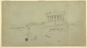 Ritning, Parthenon och Erectheion, Aten, april 1869 av Frederic Edwin Church