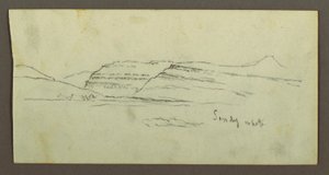 Teckning, Slätt och bergskedja, möjligen 1868 av Frederic Edwin Church