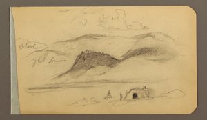 Teckning, Slätt, kulle, stad; Verso: Bergskedja, 1889 av Frederic Edwin Church
