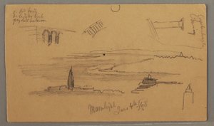 Teckning, Slätter, Arkitekturstudier, 4 juni 1868 av Frederic Edwin Church