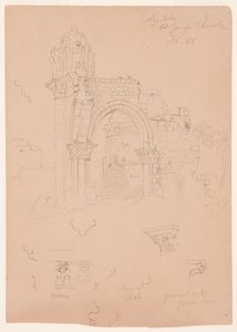 Ritning, Ruinerna av St. George-kyrkan, Lydda [nuvarande Lod], 7 februari 1868 av Frederic Edwin Church