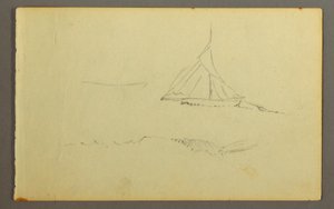 Ritning, Segelbåt sedd från babord, 1845 av Frederic Edwin Church