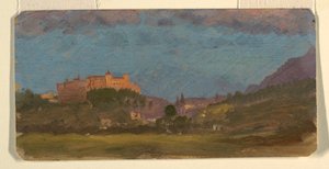 Teckning, Salzburg, Österrike från öster, juli 1868 av Frederic Edwin Church