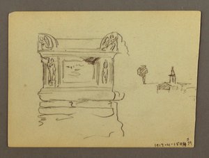 Teckning, Sarcophagus, möjligen 1868-69 av Frederic Edwin Church