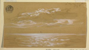 Teckning, Havslandskap, Newfoundland, 6 juli 1859 av Frederic Edwin Church
