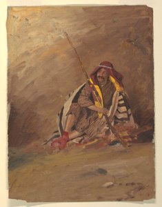 Teckning, Sittande beduin, troligen februari 1868 av Frederic Edwin Church
