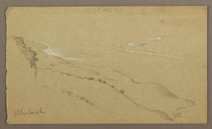 Teckning, Strand och hav, "Bloxburgh", augusti 1865 av Frederic Edwin Church