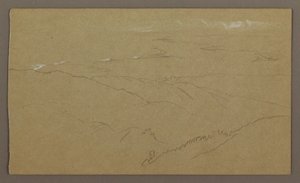 Teckning, Strand och hav, "Bloxburgh", augusti 1865 av Frederic Edwin Church