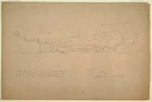 Teckning, Sjöns strand och foten av Mount Katahdin, 29 augusti 1856 av Frederic Edwin Church