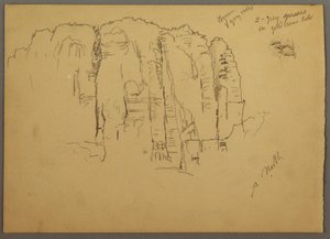 Teckning, Skisser från Petra, Jordanien, februari 1868 av Frederic Edwin Church