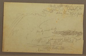 Teckning, Himmelstudie, bergsryggar, regnbåge, 1860-talet av Frederic Edwin Church