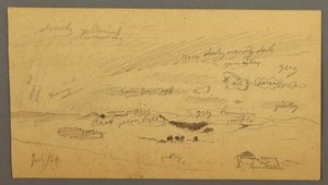 Teckning, Himmelsstudie över ås och regnbåge, juli 1866 av Frederic Edwin Church