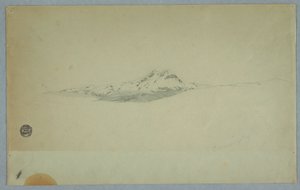 Teckning, snötäckt topp på vulkan, 1850-60 av Frederic Edwin Church