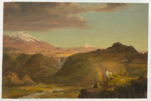 Teckning, Sydamerikanskt landskap, 1854 av Frederic Edwin Church