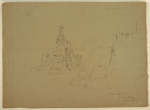 Ritning, "Statue Rock", september 1851 av Frederic Edwin Church