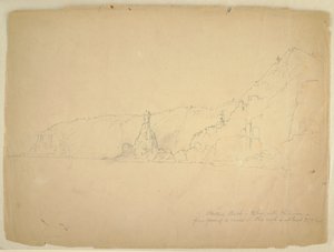 Ritning, "Statue Rock", september 1851 av Frederic Edwin Church