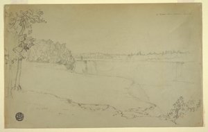 Teckning, Studier. Niagarafallen, troligen 1856 av Frederic Edwin Church