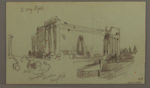 Teckning, Studie av tempelruiner, 8 maj 1868 av Frederic Edwin Church