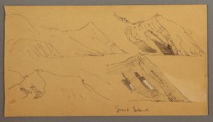 Teckning, Studie av bergsklippor, möjligen 1859 av Frederic Edwin Church