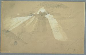 Teckning, solen skiner genom molnen, Jamaica, juli 1865 av Frederic Edwin Church