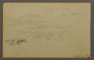 Teckning, Sol bakom moln, 1844 av Frederic Edwin Church