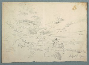 Teckning, Solnedgång från Olana, 1 juli 1870 av Frederic Edwin Church