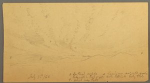 Teckning, Solnedgång över kullar, 9 juli 1866 av Frederic Edwin Church
