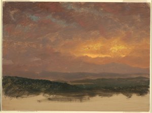 Teckning, Solnedgång över Catskills, 1870-80 av Frederic Edwin Church