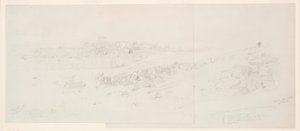 Teckning, Templen på morgonen, Baalbek, 12 maj 1868 av Frederic Edwin Church