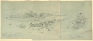 Teckning, Templen på morgonen, Baalbek, 12 maj 1868 av Frederic Edwin Church