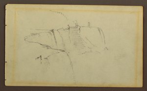 Teckning, De amerikanska fallen, Niagarafloden, möjligen 1858 av Frederic Edwin Church