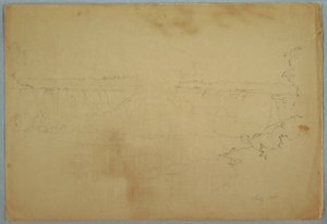 Teckning, The Canadian Falls, juli 1856 av Frederic Edwin Church