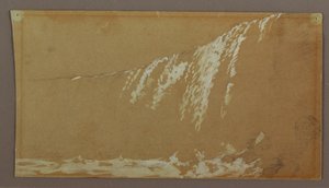 Teckning, De kanadensiska fallen och Goat Island vid Niagarafloden, möjligen 1858 av Frederic Edwin Church