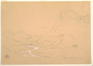 Ritning, dalen nära Guaranda, 3 juni 1857 av Frederic Edwin Church