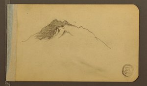 Teckning, dal; Averso: Bergstopp, 1889 av Frederic Edwin Church