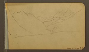 Teckning, dal; Averso: Bergstopp, 1889 av Frederic Edwin Church