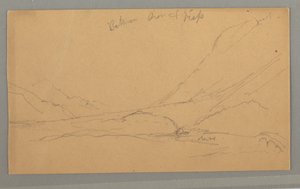 Teckning, Dalen från Vallais, möjligen 1868 av Frederic Edwin Church