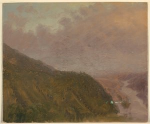 Teckning, Dal från toppen av en hög kulle (Europa), 1860-70 av Frederic Edwin Church