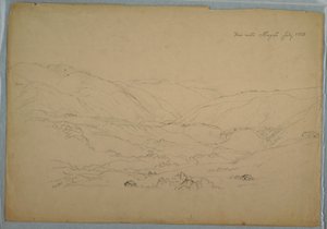 Teckning, dalen nära Ibagué, Colombia, juli 1853 av Frederic Edwin Church