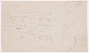 Ritning, El Yemens dal, 20 februari 1868 av Frederic Edwin Church