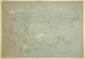 Ritning, El Yemens dal, 20 februari 1868 av Frederic Edwin Church
