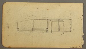 Ritning, Verso: ritning av hytt, möjligen 1878 av Frederic Edwin Church