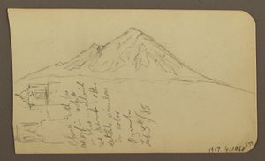 Teckning, Vy nära Lake Shore, Cuitzeo; Verso: vy nära Lake Ahore, Cuitzeo, februari 1885 av Frederic Edwin Church